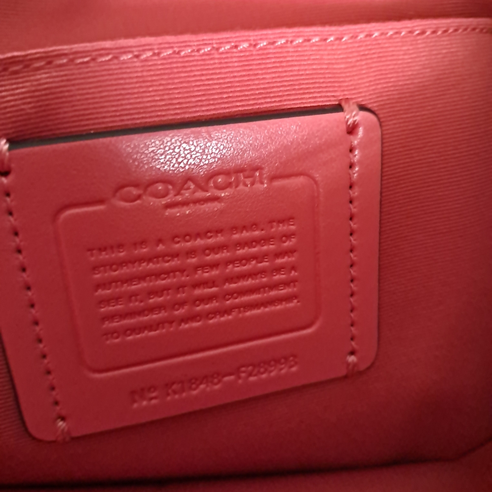 Coach Coral Pebbled Leather Satchel with Silver Hardware EUC Free Shipping - Picture 5 of 8